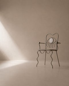 L'Œil Chair by Alexandre Ligios, Sculptural Wire Metal Armchair
