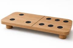 Mesa de centro «Domino» de roble y mármol negro, diseño de Alexandre Ligios