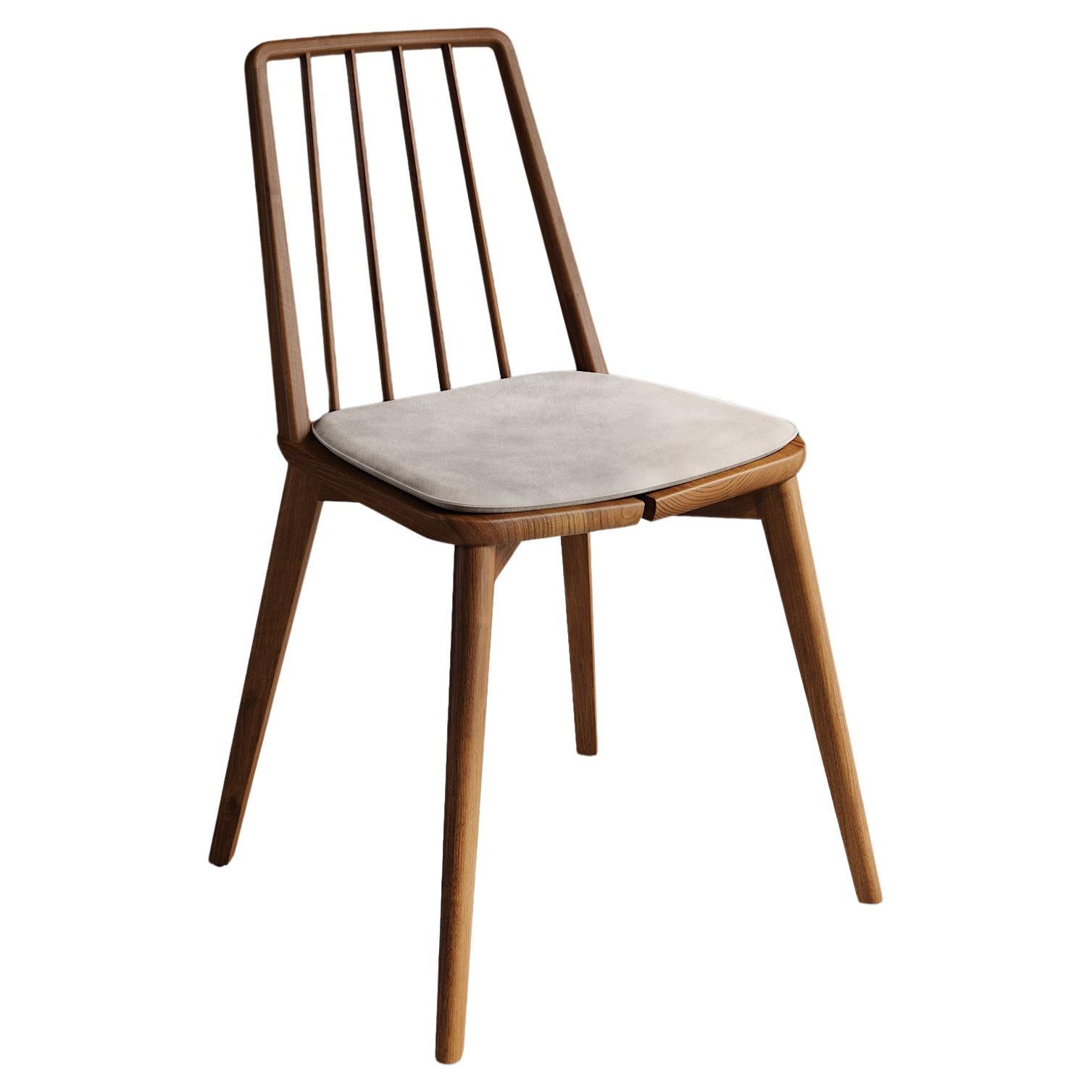 Amali Dining Chair Handmade in Teak Linen Cushion Scandi Style, In Stock