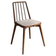 Amali Dining Chair Handmade in Teak Linen Cushion Scandi Style, In Stock