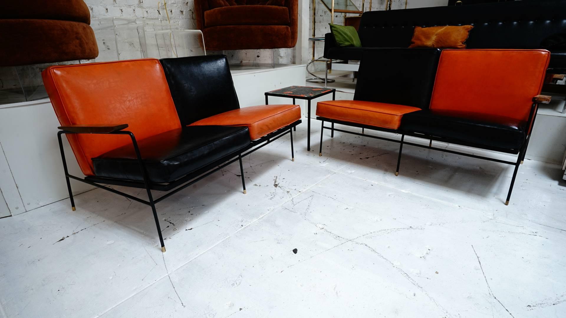 Mid-Century Modern Rare Salterini 1950s Outdoor/Indoor Iron Sofa Set For Sale