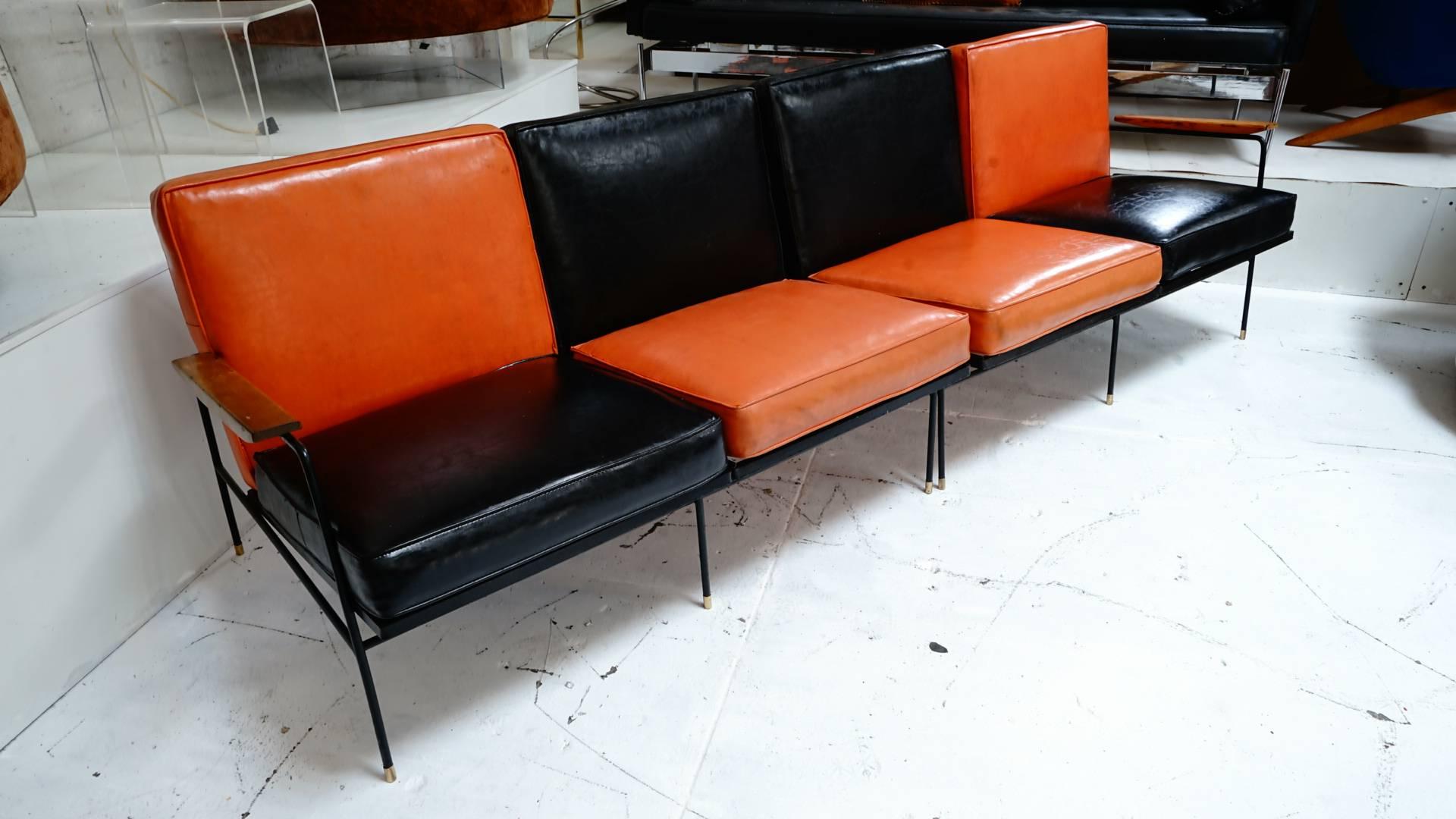 Rare Salterini 1950s Outdoor/Indoor Iron Sofa Set For Sale 3