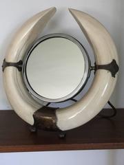Exquisite One of a Kind Walrus Tusk Dresser Mirror