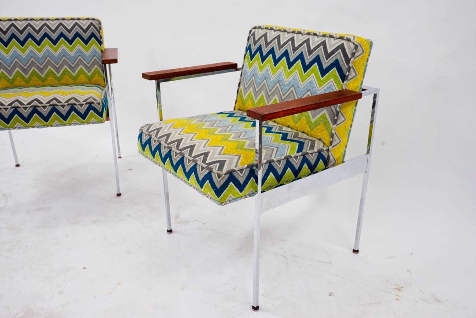 Mid-20th Century George Nelson Rosewood and Mirrored Chrome Armchairs  For Sale