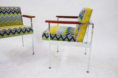 George Nelson Rosewood and Mirrored Chrome Armchairs