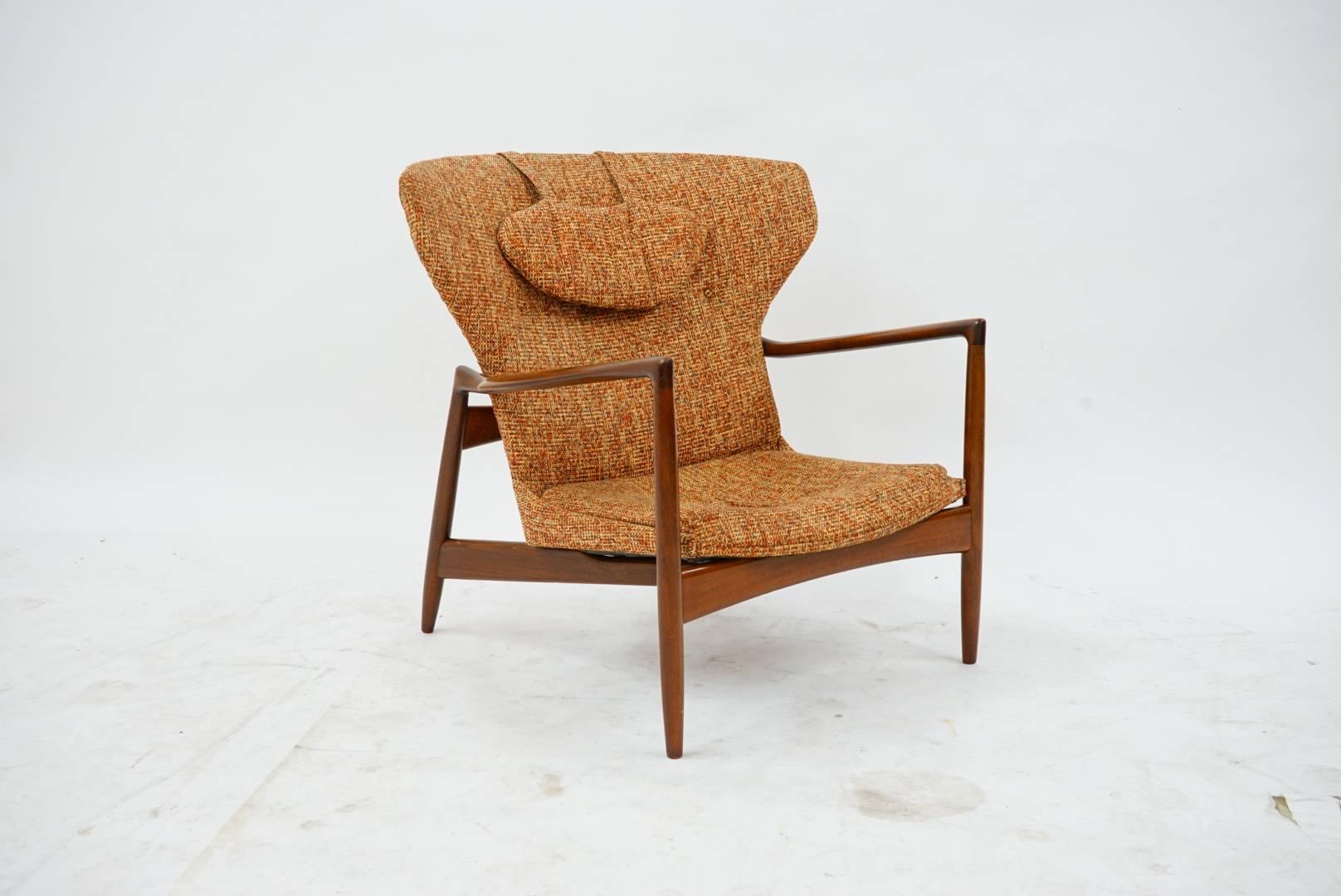 Rare Danish Modern Wingback Lounge Chair by Ib Kofod-Larsen 1
