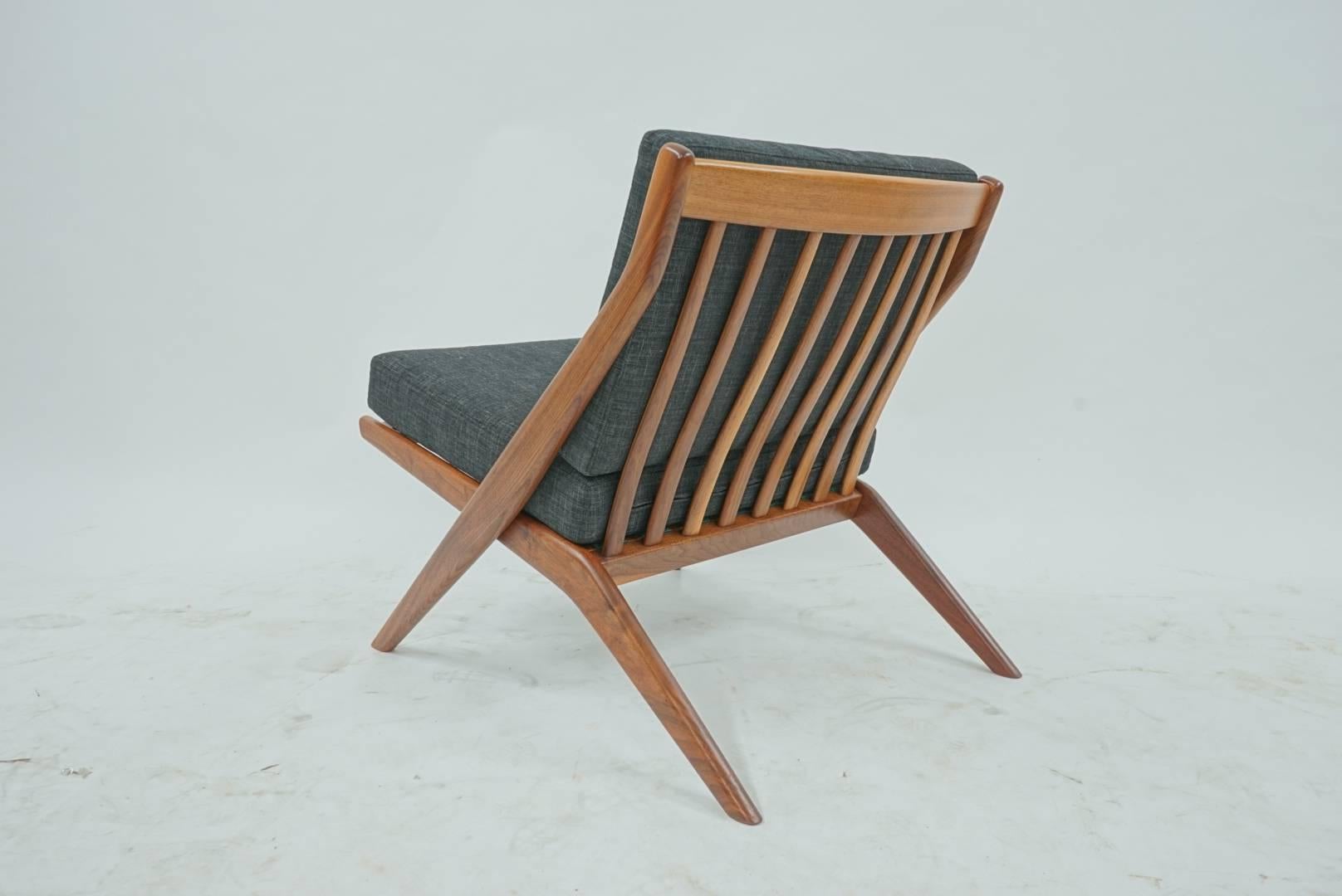 Mid-Century Modern Stunning Pair of Walnut Scissor Chairs by Folke Ohlsson  