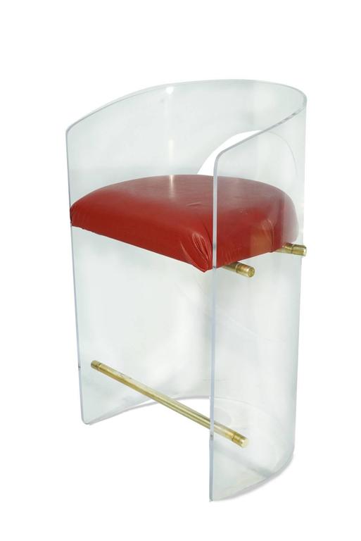 Custom Brass and Lucite Bar Stools by Loft Thirteen For Sale at 1stDibs
