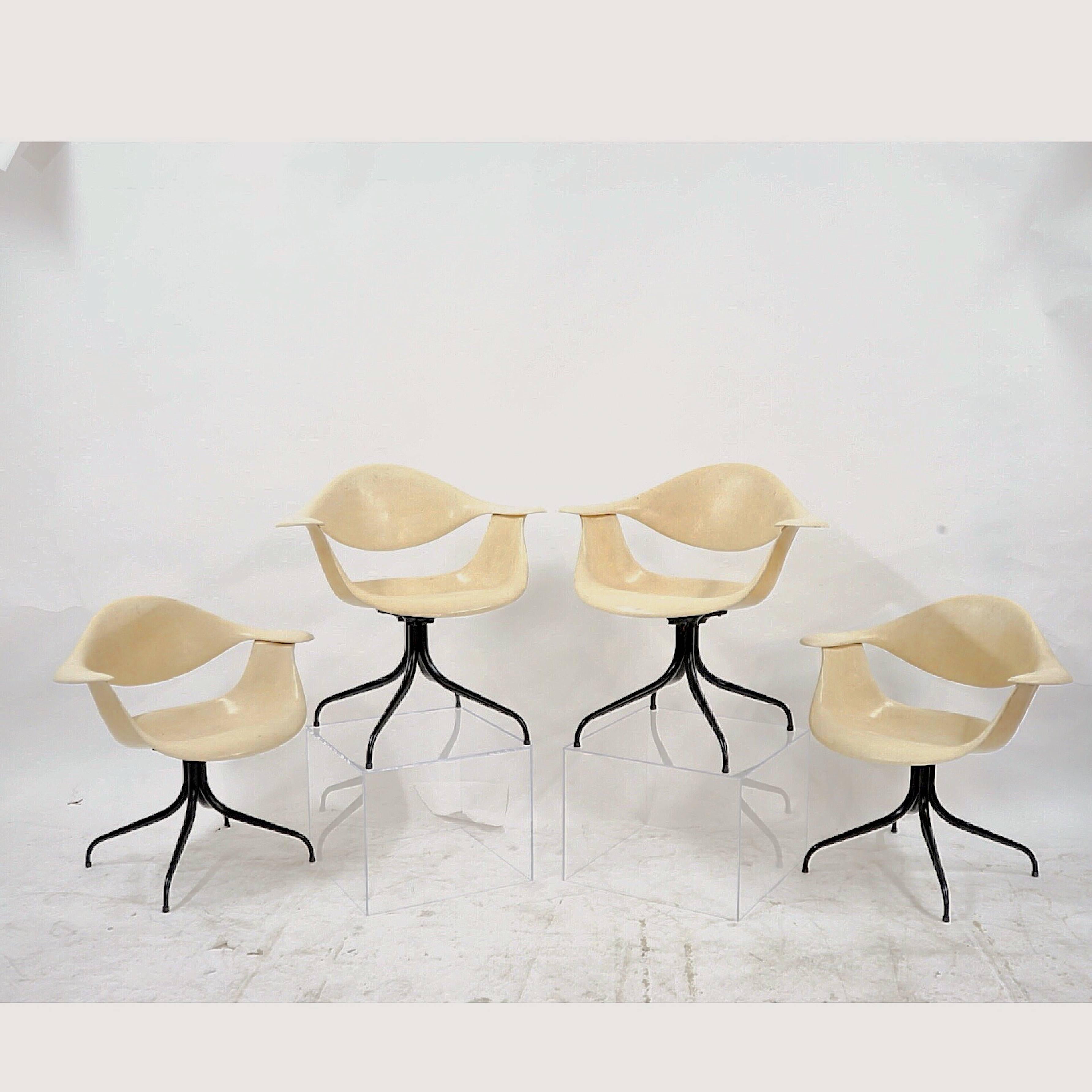 Mid-Century Modern Rare Limited Edition DAF Swag Leg Dining Chairs by George Nelson, 1958