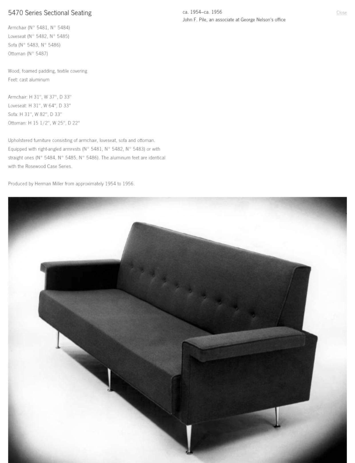 20th Century Extremely Rare George Nelson Thin Edge Sofa, 1954 For Sale