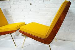 California Modern Brass Boomerang Slipper Chairs