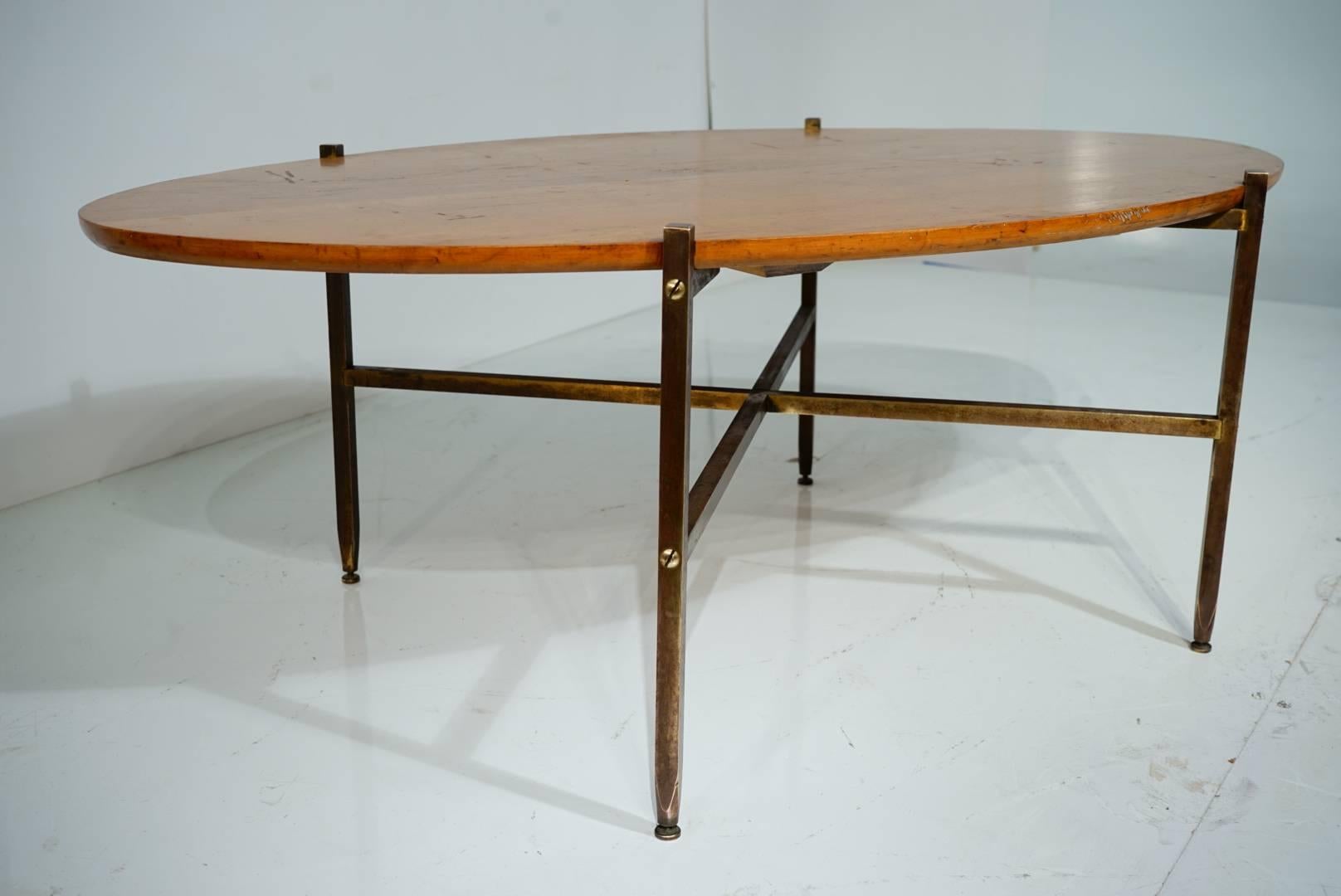 Mid-Century Modern Extremely Rare Milo Baughman Brass and Mable Coffee Table 