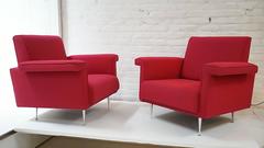 Rare George Nelson Thin Edge Lounge Chairs with Polished Legs
