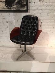 Bentwood and Leather Swivel Chair by Mulhauser for Plycraft
