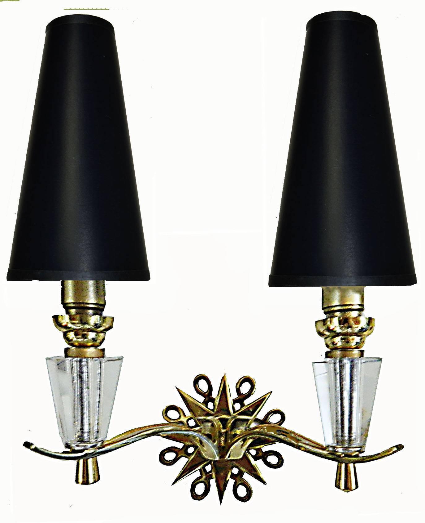 French Pair of Sconces, circa 1940 In Excellent Condition For Sale In Miami, FL