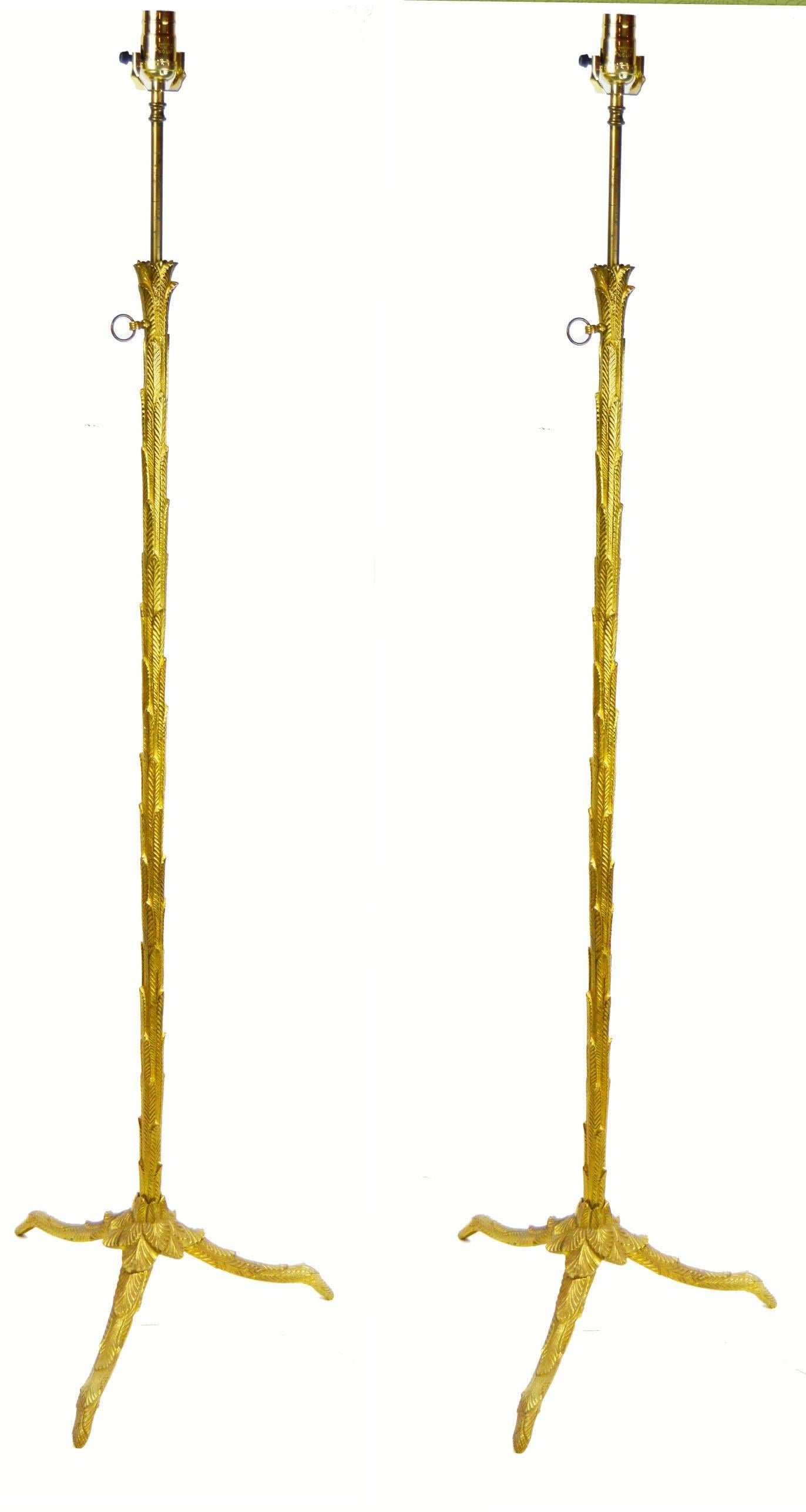 French Pair of Maison Charles Bronze Floor Lamps