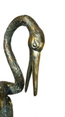 Two Huge Brass Crane Sculptures