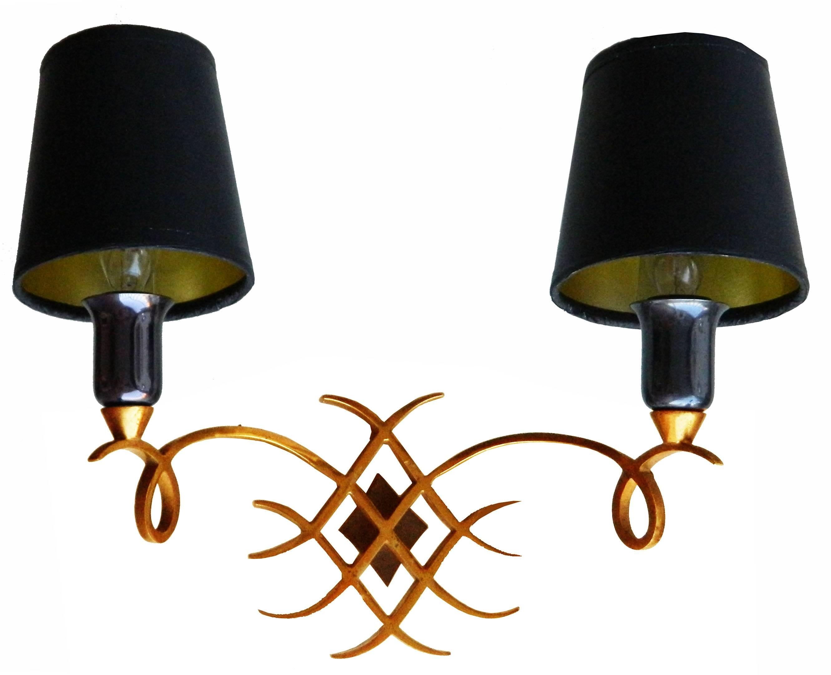 Mid-20th Century Pair of 1940s French Sconces In the style of Jules Leleu For Sale