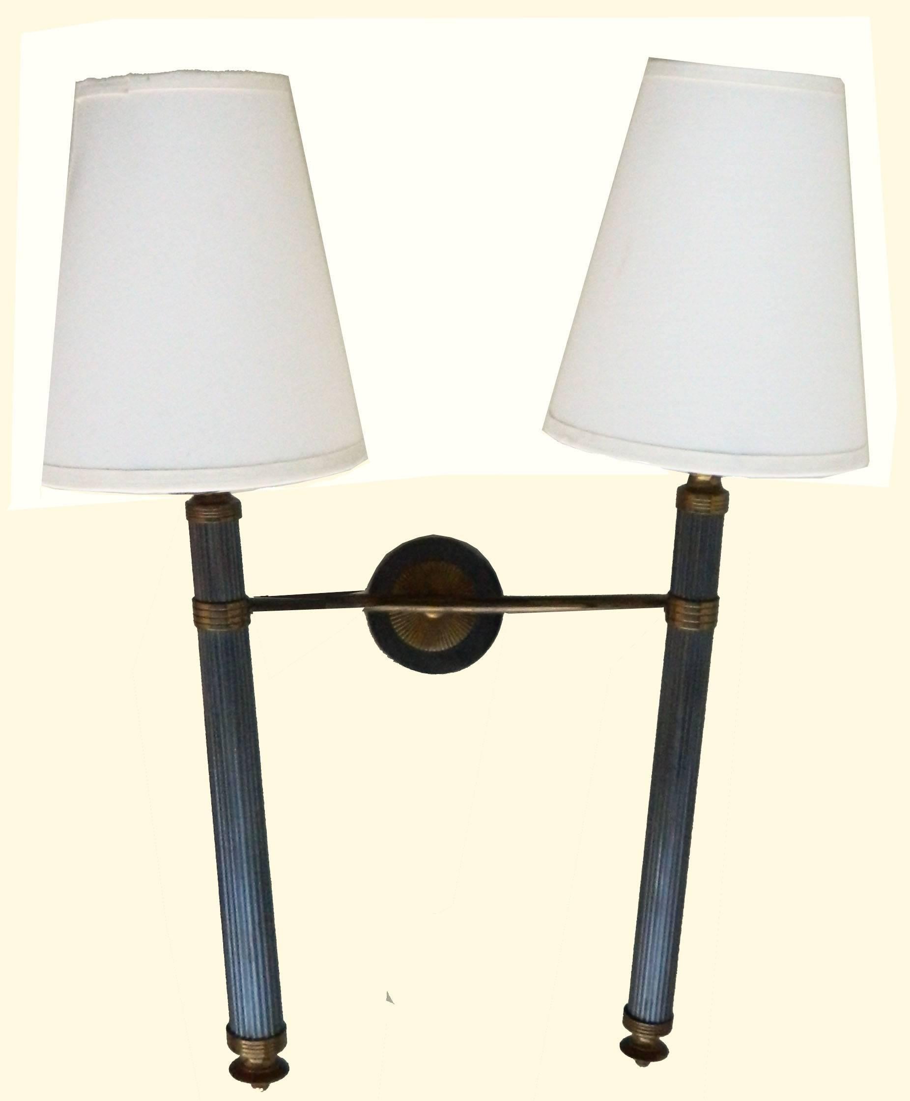 Pair of Maison Jansen Two Arms Sconces. 4  pairs available. For Sale 1