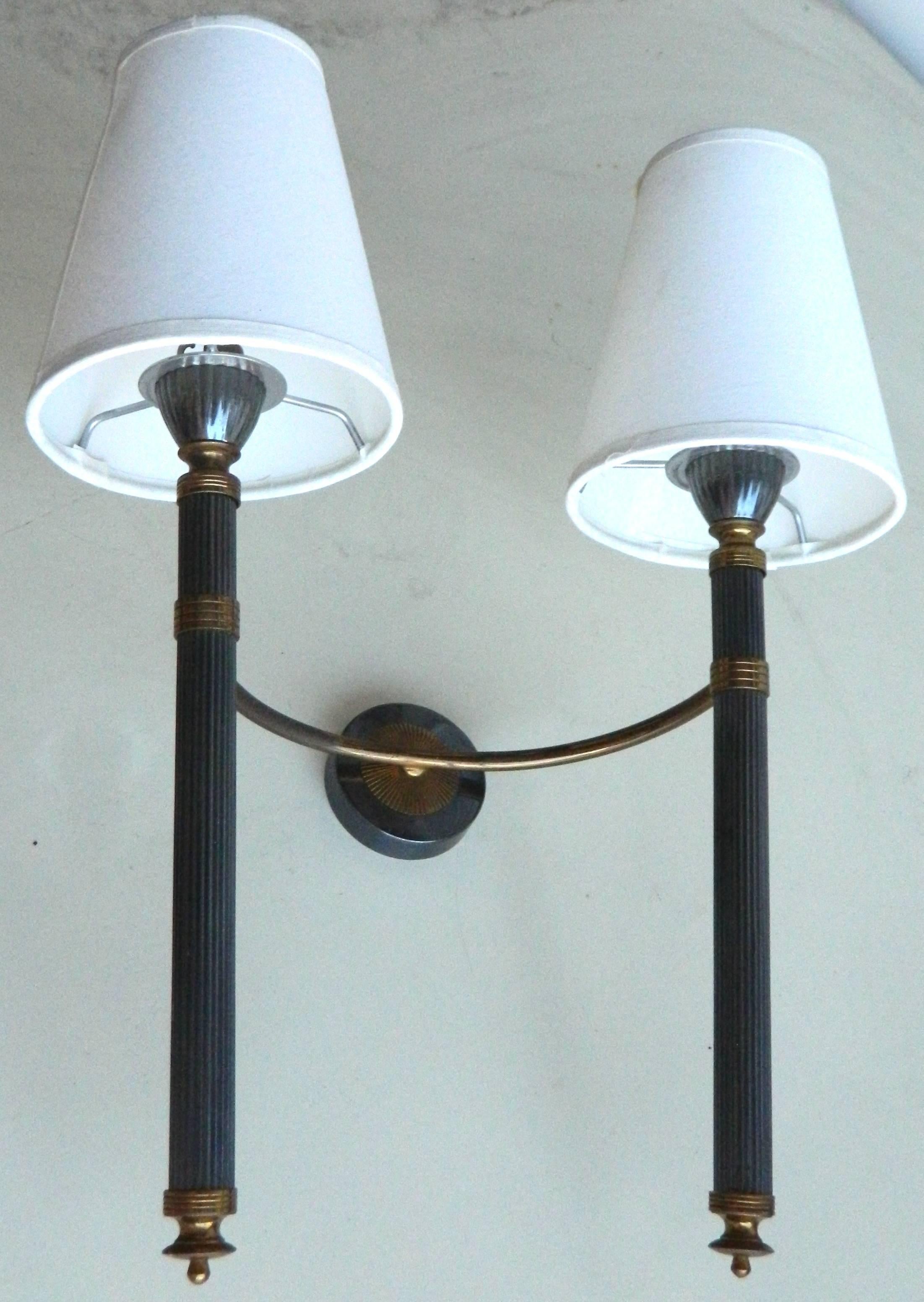 Pair of Maison Jansen Two Arms Sconces. 4  pairs available. In Good Condition For Sale In Miami, FL