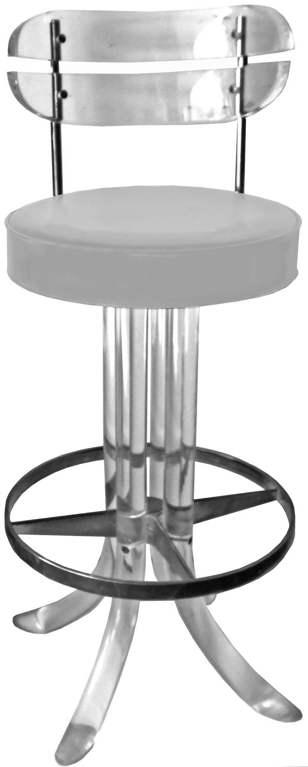 Late 20th Century Set of Seven Lucite Bar Stools For Sale