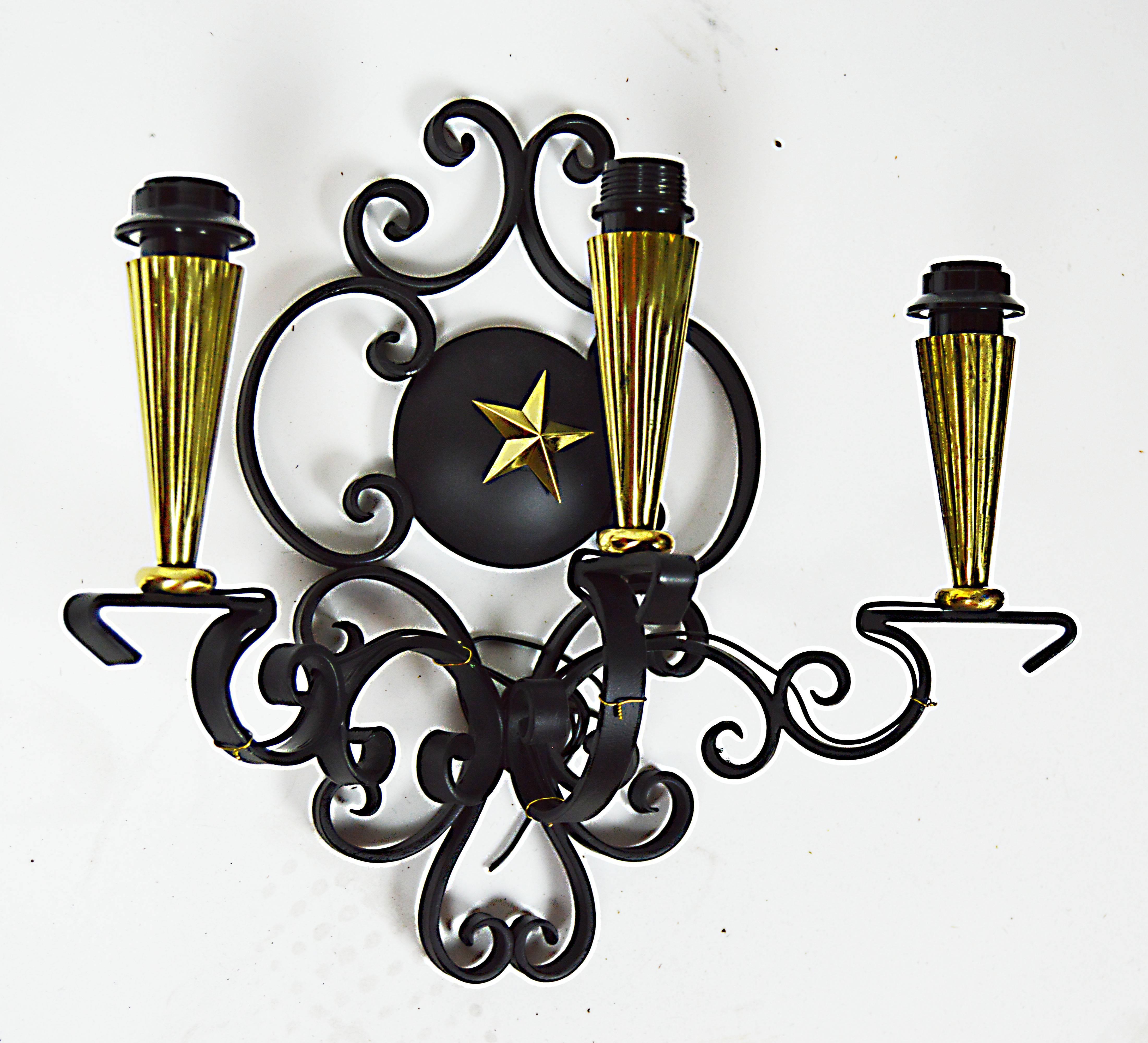 French Pair of André Arbus Sconces For Sale