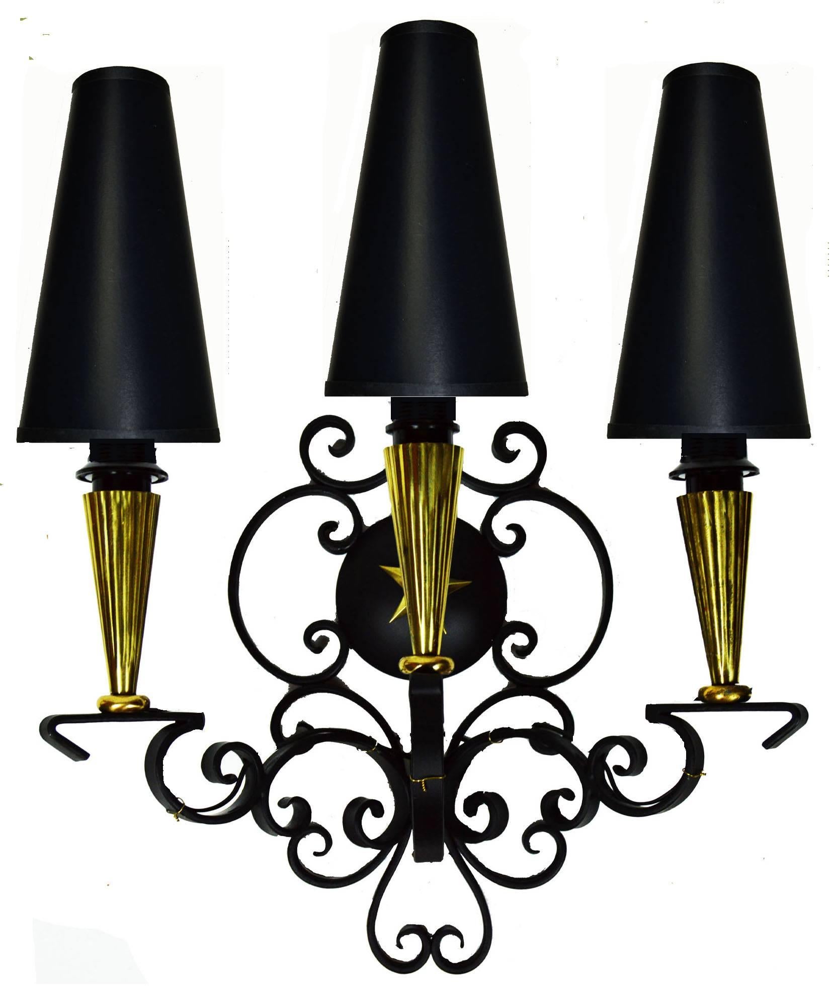 Pair of André Arbus Sconces In Excellent Condition For Sale In Miami, FL