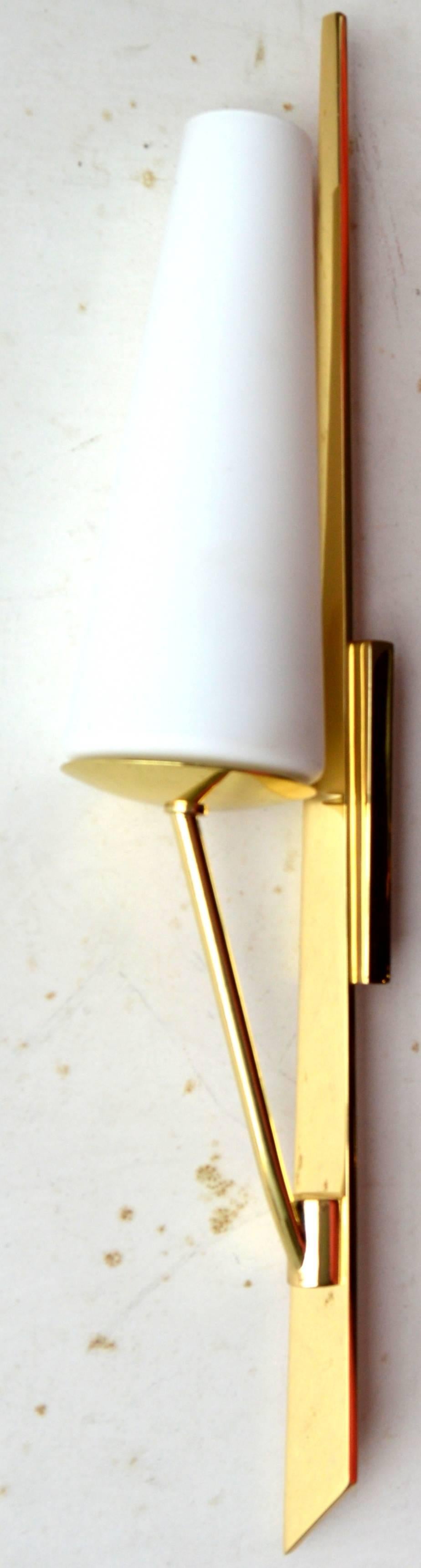 Polished Maison Arlus Brass Sconces For Sale