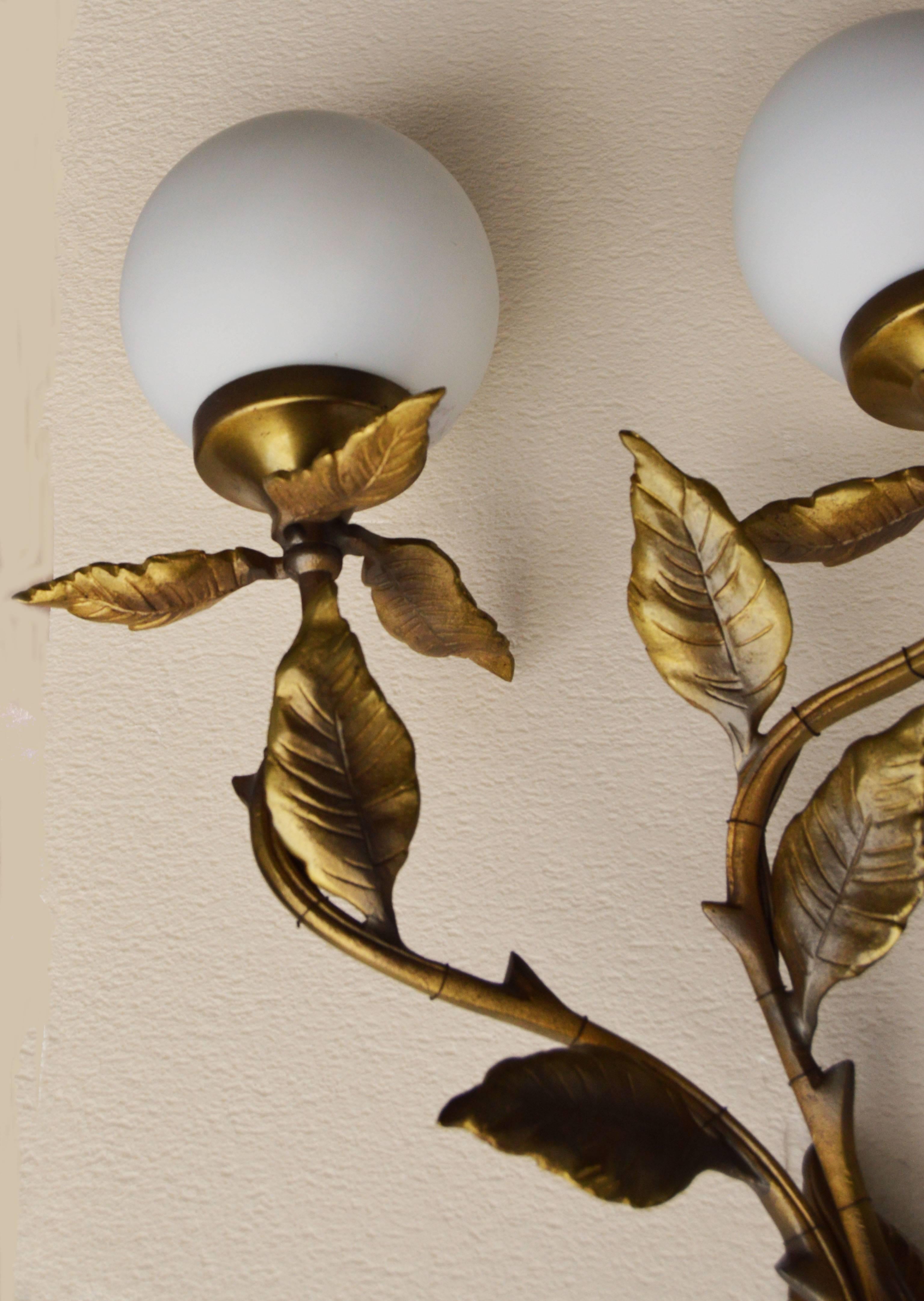 Late 20th Century French ‘Feuillage’ Pair of Sconces