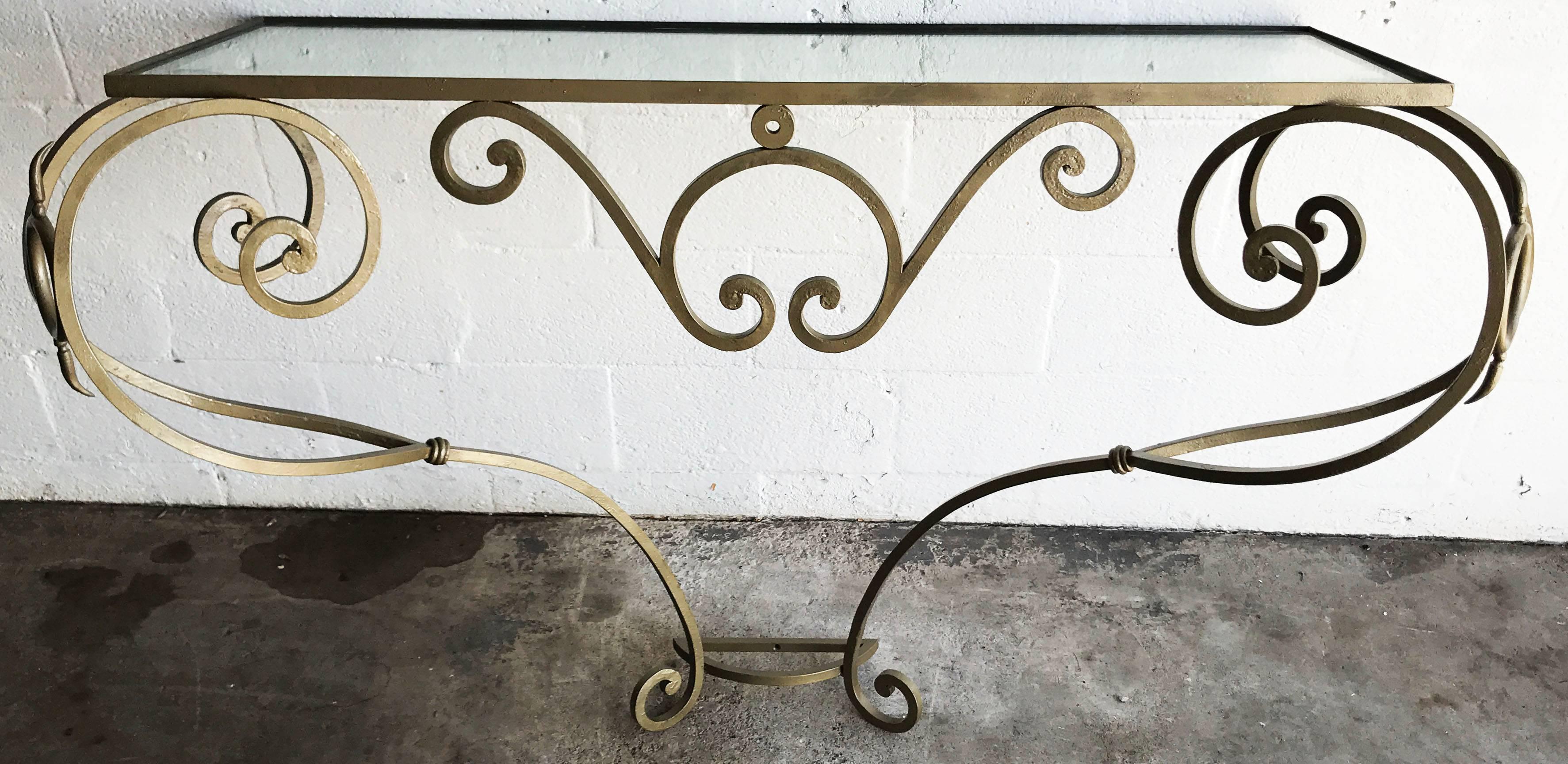 Mid-Century Modern 1940 Wrought Iron French Console For Sale
