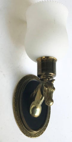 Pair of Maison Lancel Horse Sconces