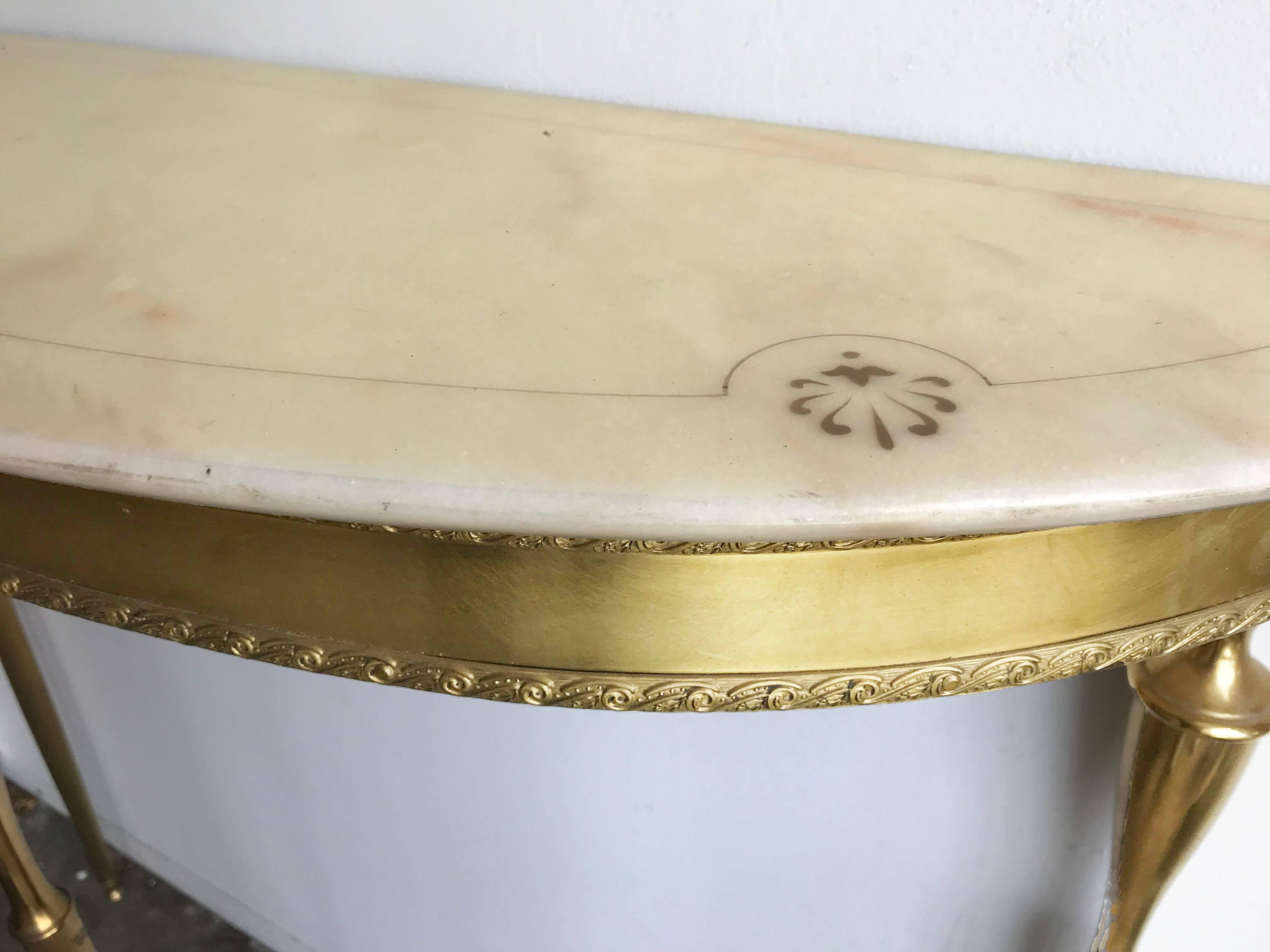 Mid-Century Modern Italian Brass and Marble Console For Sale