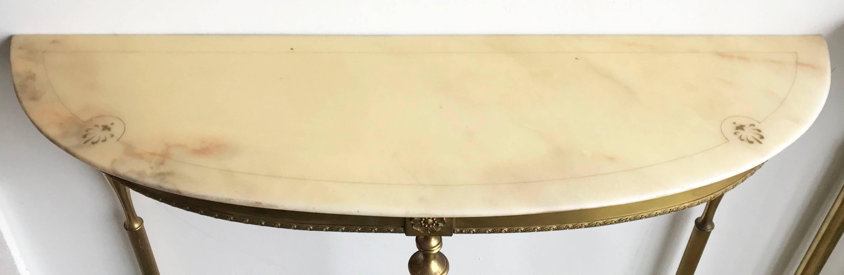 Mid-20th Century Italian Brass and Marble Console For Sale