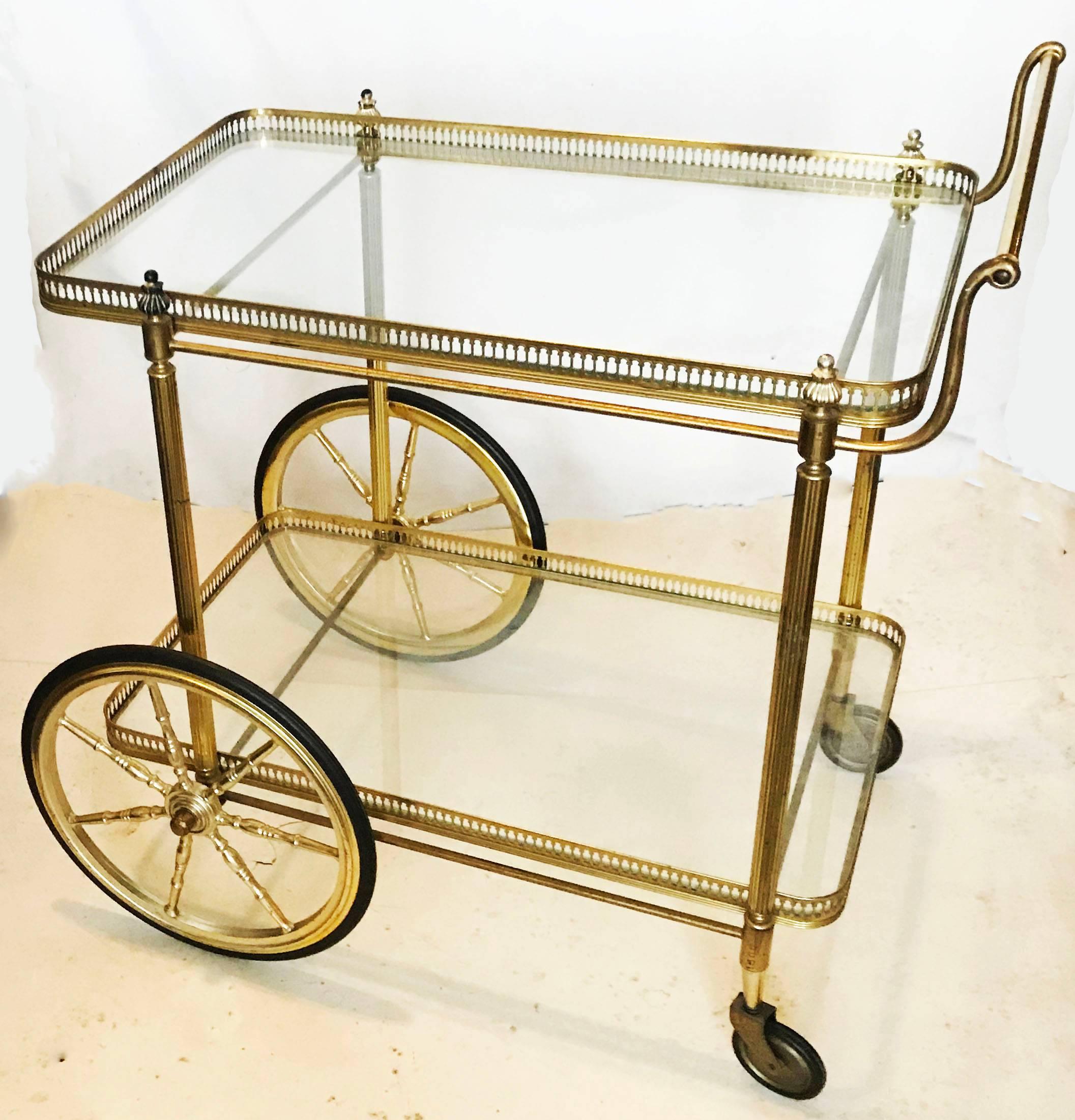 Mid-Century Modern Maison Jansen Brass Bar Cart For Sale