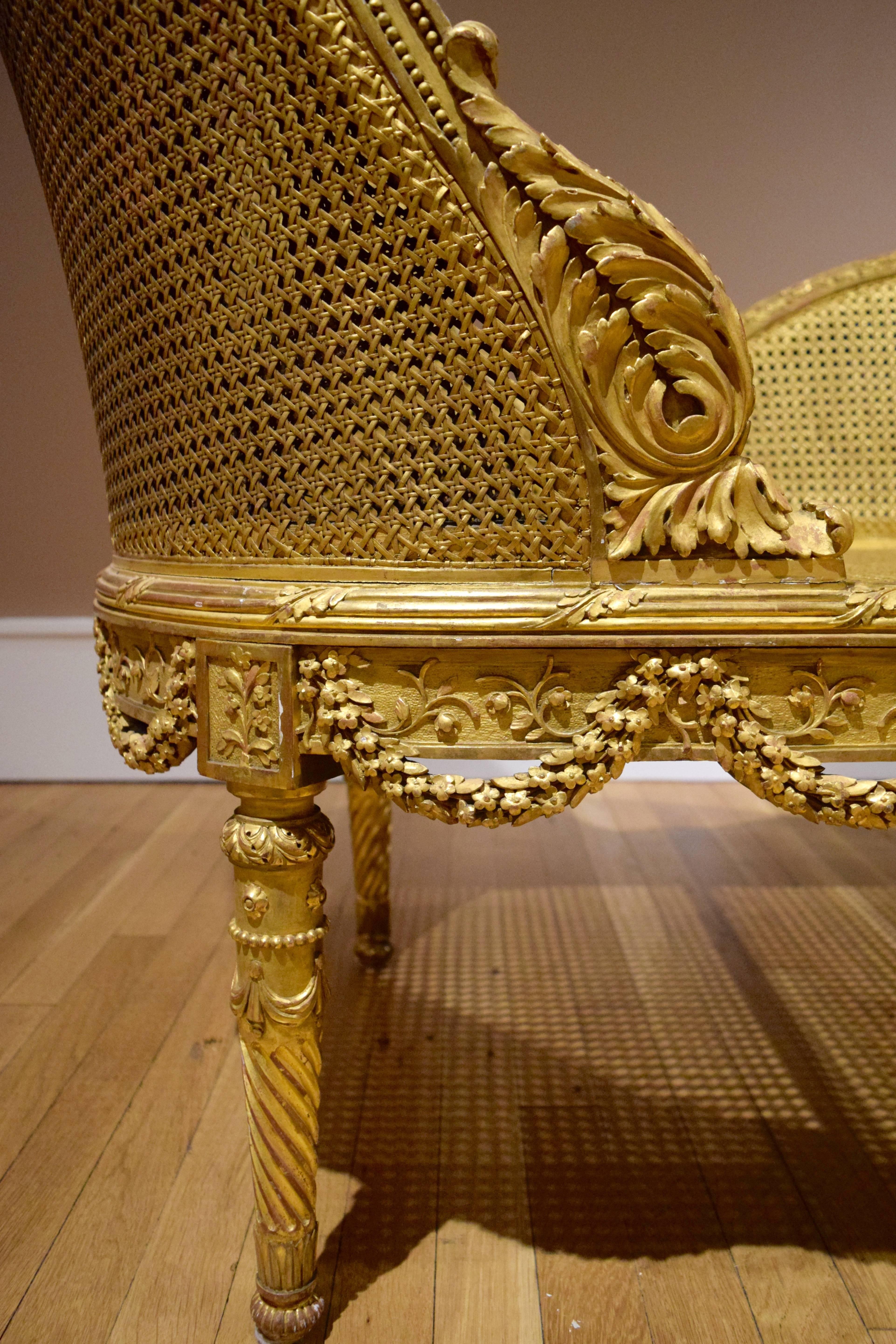 Early 20th Century Belle Epoque Giltwood Chaise Longue Circa 1900