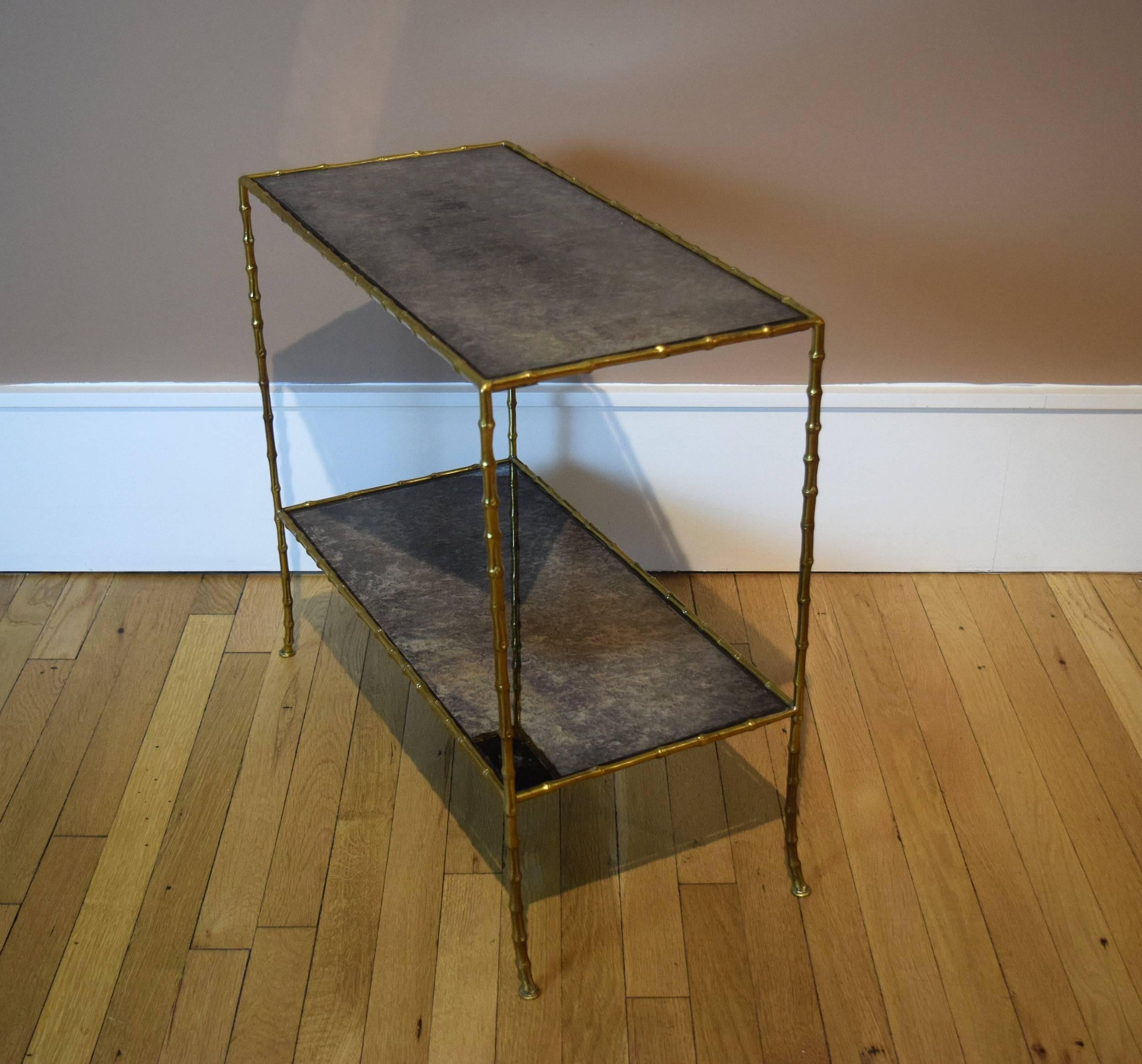 Mid-Century Modern Mirrored Side Table by Baguès