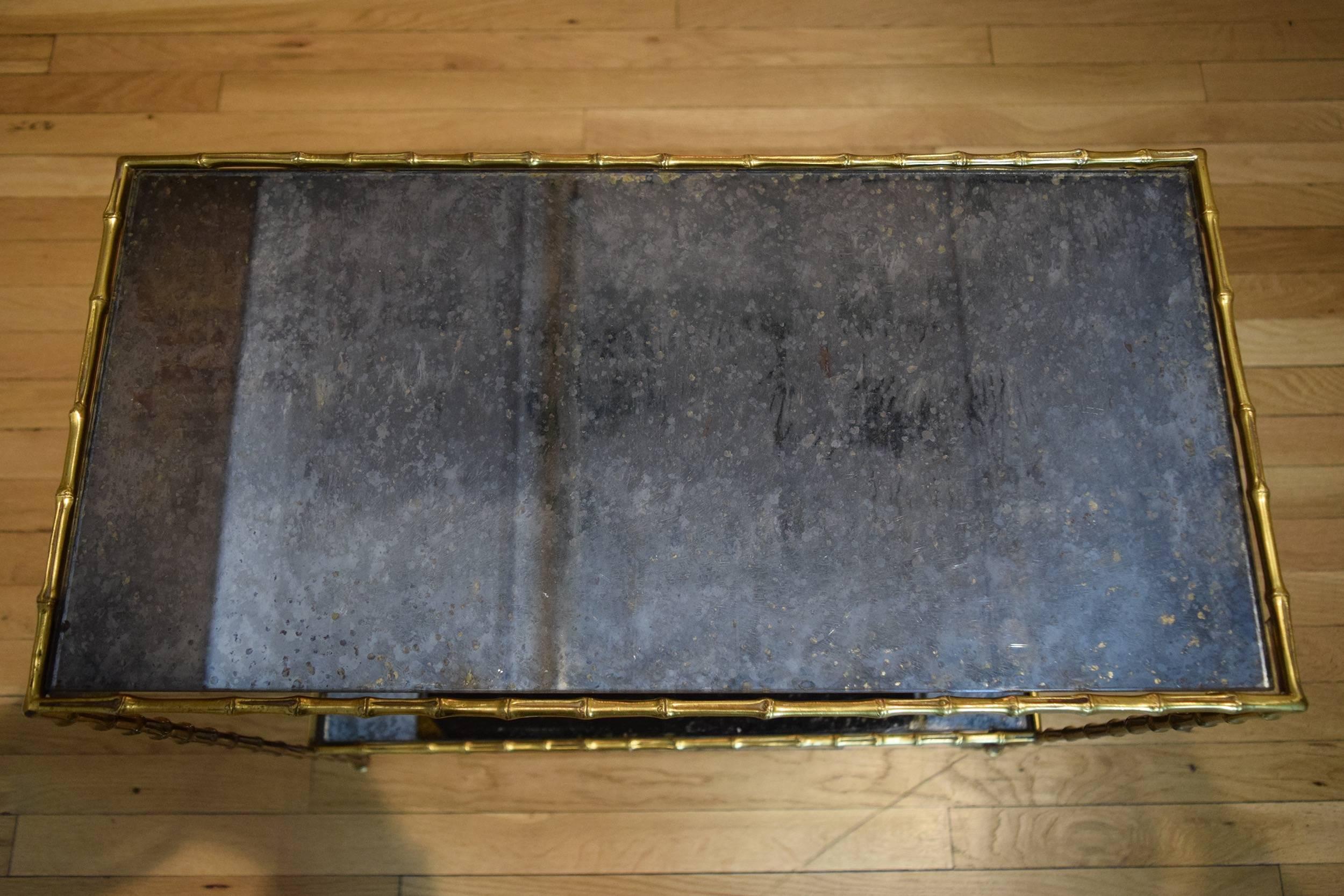 Mirrored Side Table by Baguès In Good Condition In New York, NY