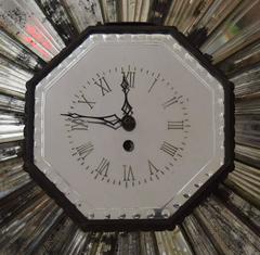 French 1930s Mirrored Sunburst Clock