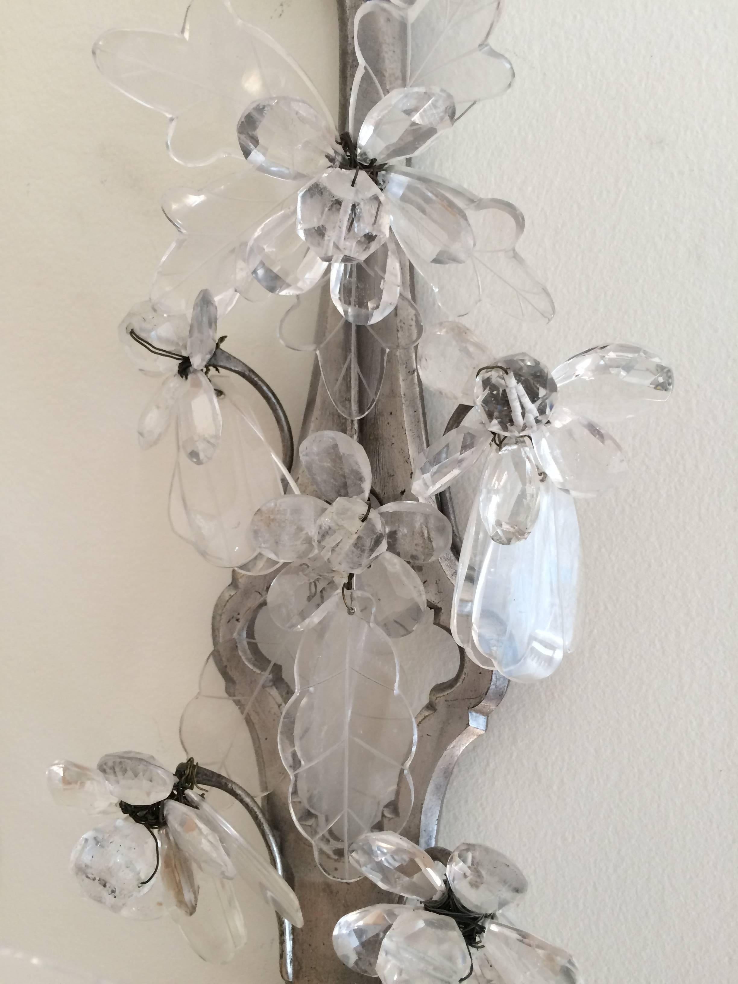 Pair of French Rock Crystal Sconces 1