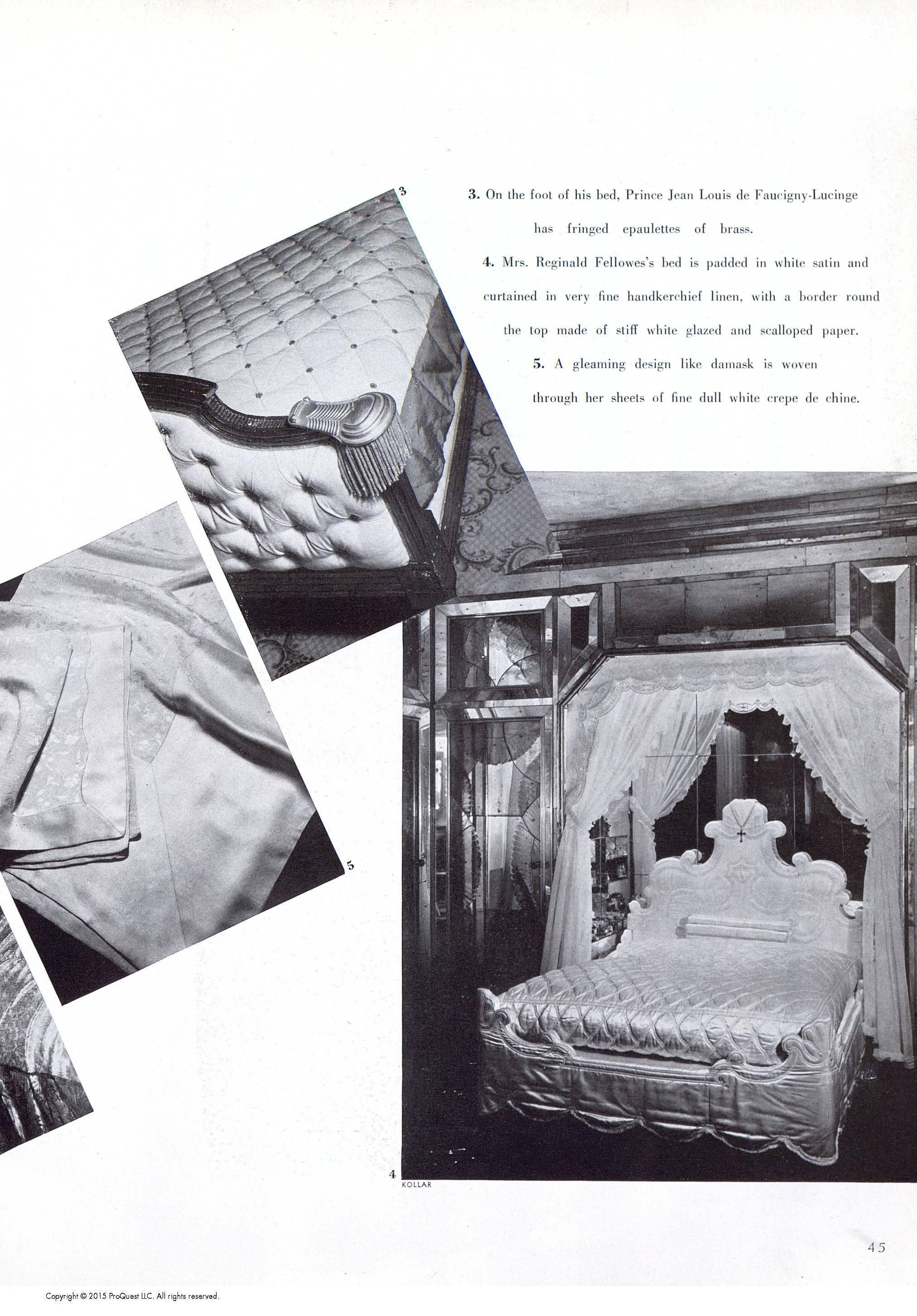 Modern 1938 Francois Kollar Photograph of the Bedroom of Daisy Fellowes