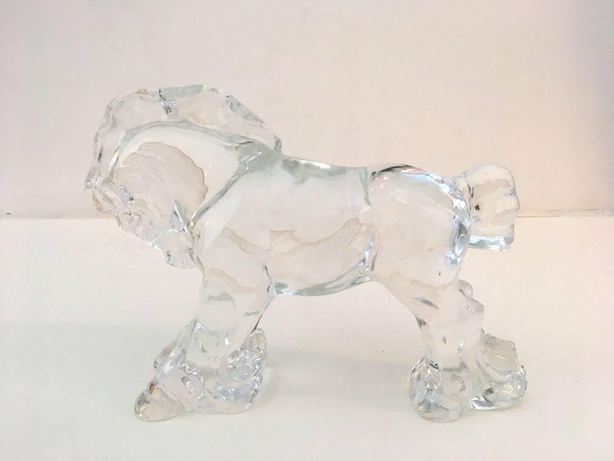 American Pair of 1930s Steuben Glass Sculptures of Horses