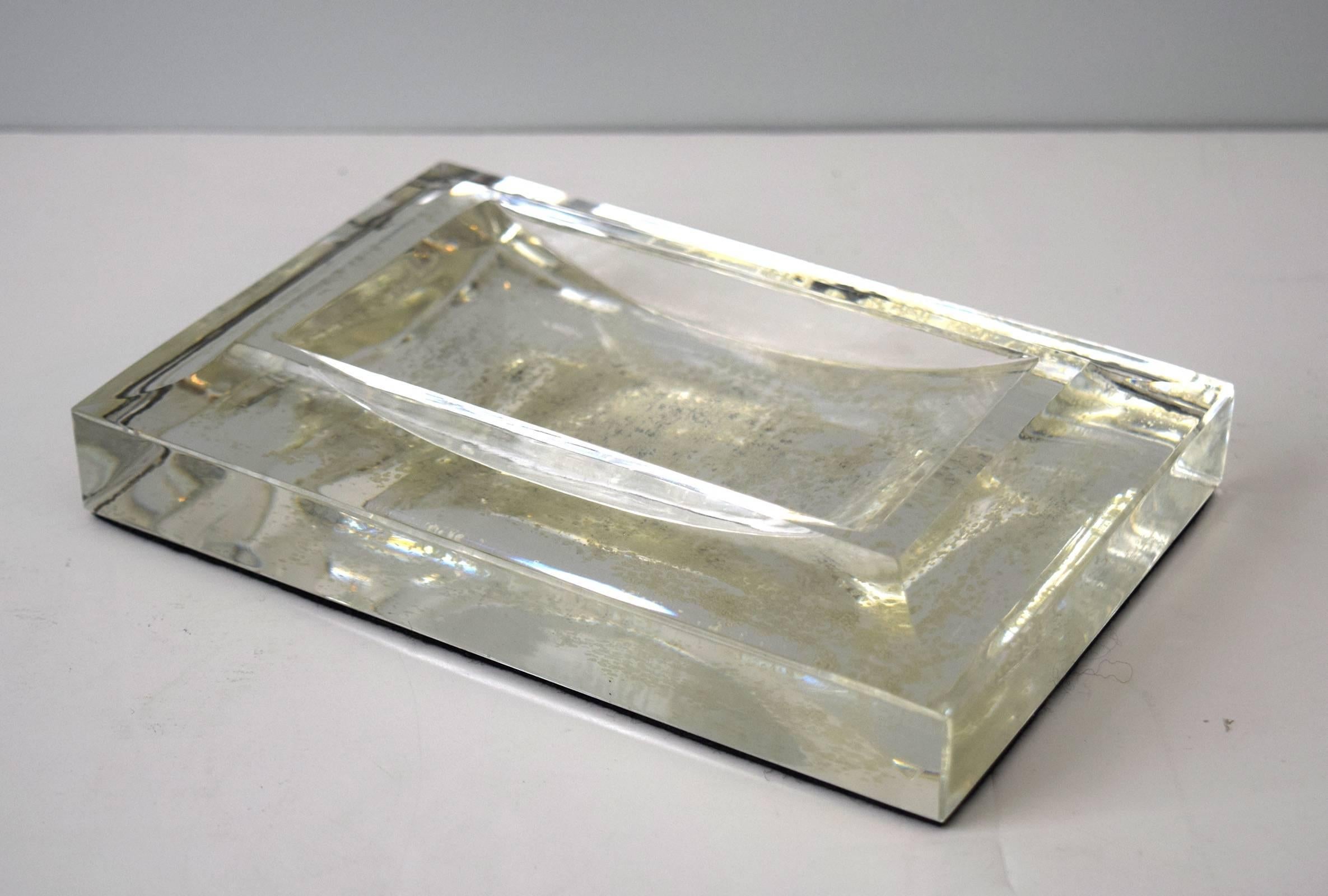 Art Deco Pair of Large Glass Steuben Ashtrays