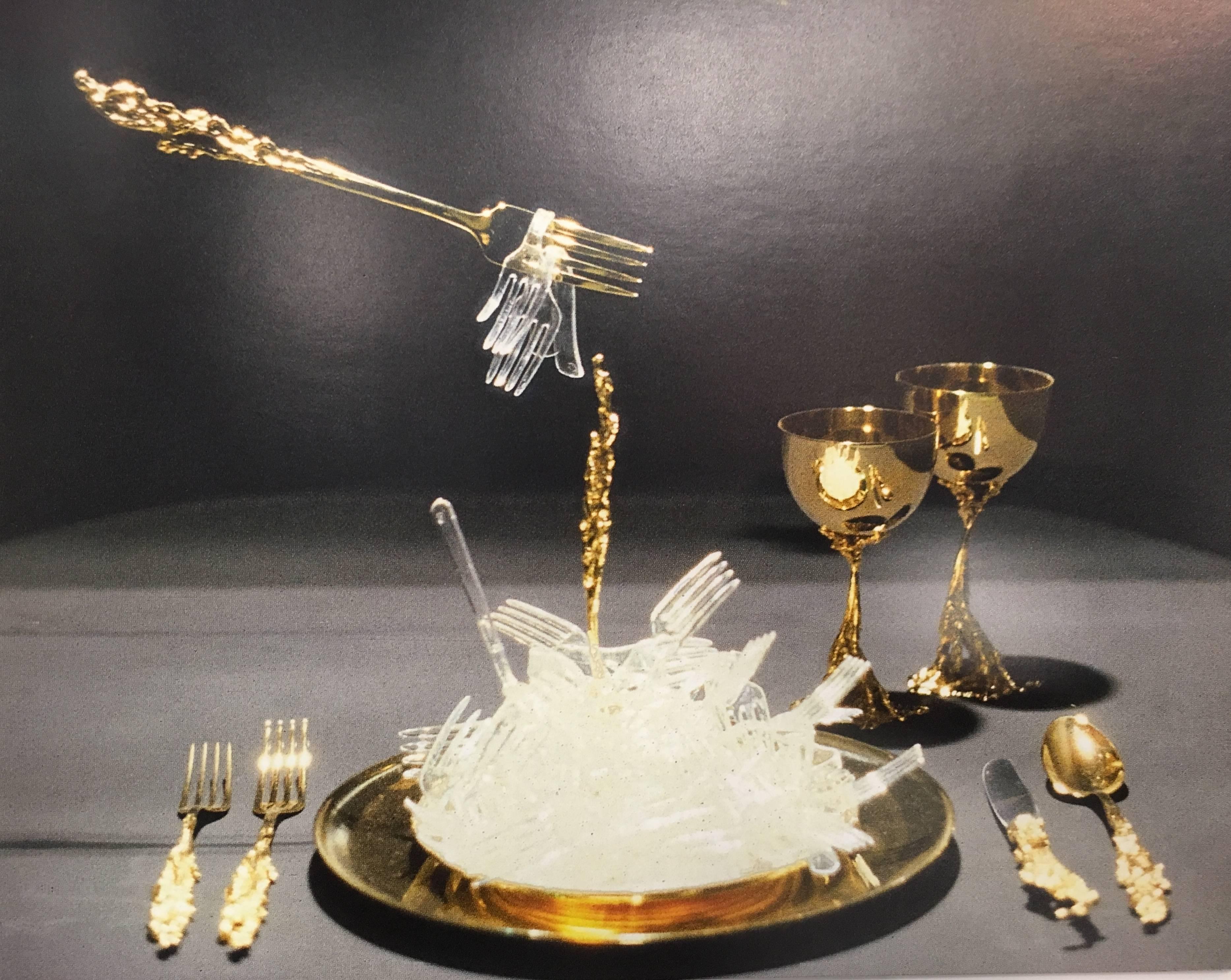 Late 20th Century Gabriella Crespi's Gilded Cutlery