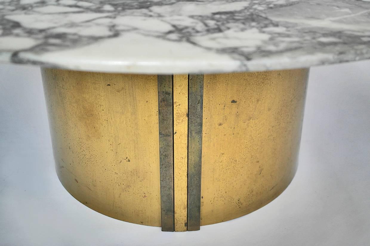 Mid-Century Polished Marble and Bronze Brass Low Coffee Table In Good Condition In Oxfordshire, GB