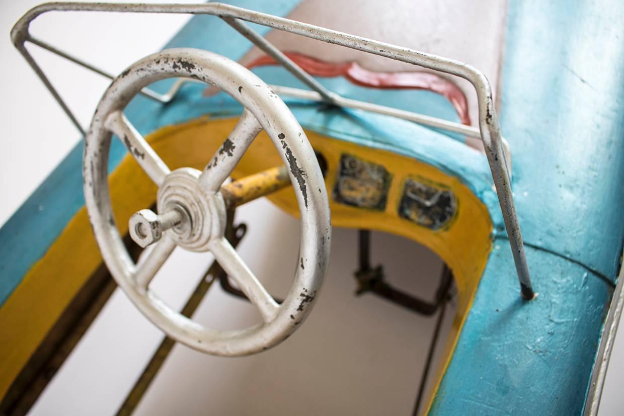 Unusual Burmese Painted Model Pedal Car, circa 1950s -1960s Childs Toy In Distressed Condition For Sale In Oxfordshire, GB