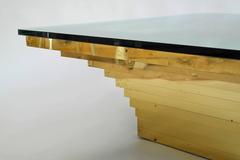 Hollywood Regency Brass Finish Graduated Glass Table 1970s