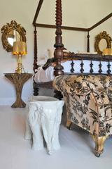 Pair of Vintage Ceramic Indian Elephant Stools / Garden Stoneware Seats