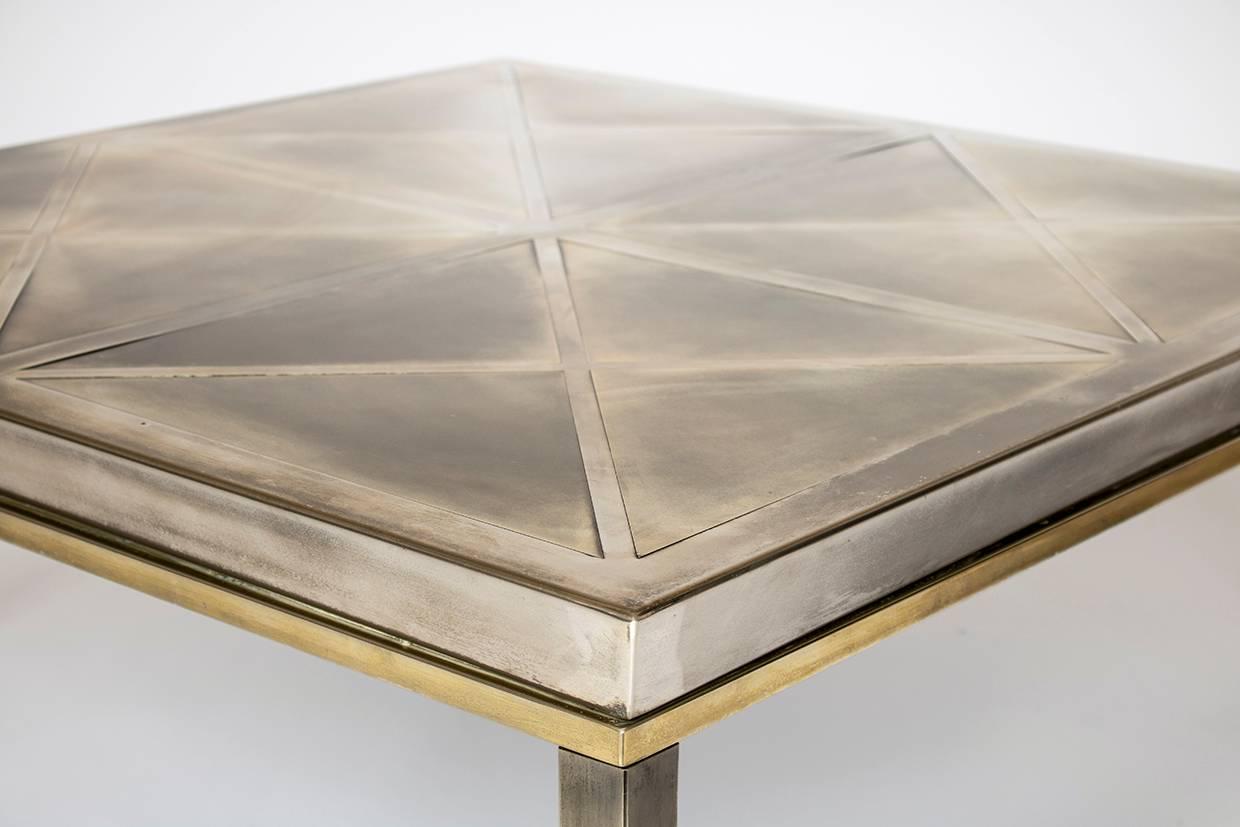 Mid-Century Modern Brushed Brass Coffee Table, Gabriella Crespi Geometric Style In Fair Condition For Sale In Oxfordshire, GB
