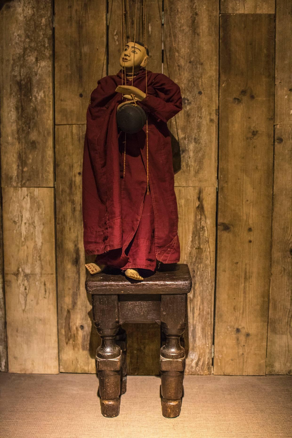 Unusual 20th Century Burmese Buddhist Monk Marionette, Myanmar For Sale 4
