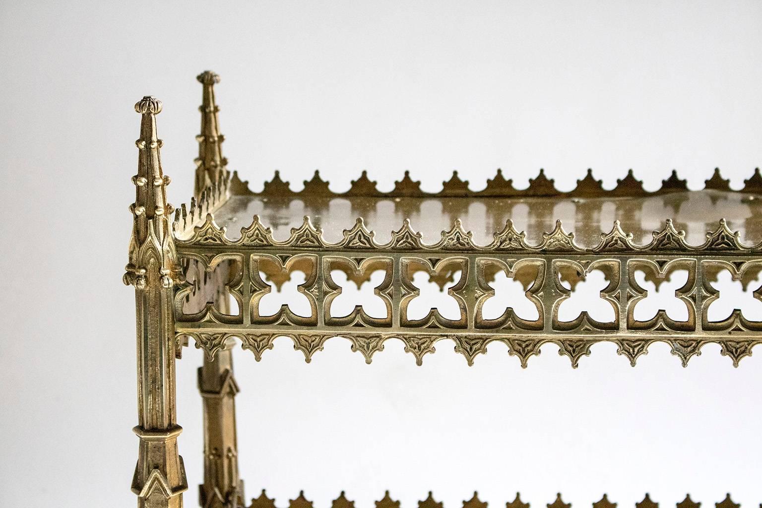 Gilt 19th Century Gothic Reliquary House Brass Display